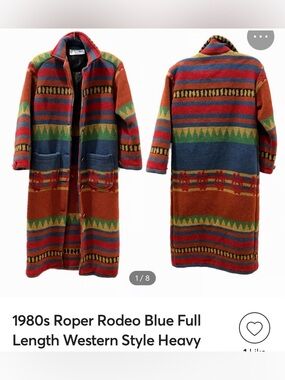 VINTAGE 1980s  Roper  Rodeo Blue full length southwestern trench Coat Women’s